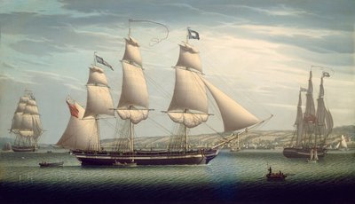 द शिप फेवरेट मैन्यूवरिंग ऑफ ग्रीनॉक, 1819। द्वारा रॉबर्ट सैल्मन