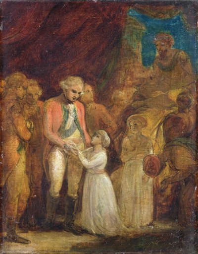 मैसूर के सुल्तान टीपू साहिब के दो संस, जनरल कॉर्निवालिस (1738-1805), c.1792 (कैनवास पर तेल) के रूप में बंधकों के रूप में सौंपे जा रहे हैं। द्वारा रॉबर्ट स्मिर्के