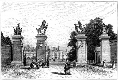 हैम्पटन कोर्ट पैलेस में प्रवेश, 1880। द्वारा रॉबर्ट टेलर प्रिटचेट