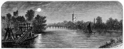 मूनलाइट द्वारा पुटनी ब्रिज और चर्च, 1880 द्वारा रॉबर्ट टेलर प्रिटचेट