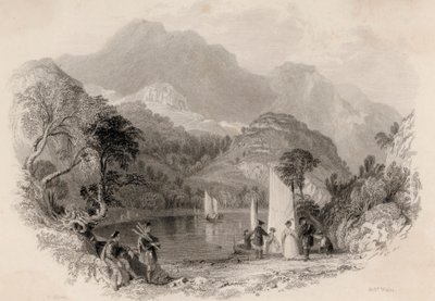 Trossachs का दर्रा, Loch Catrine, स्कॉटलैंड (उत्कीर्णन) द्वारा रॉबर्ट वालिस