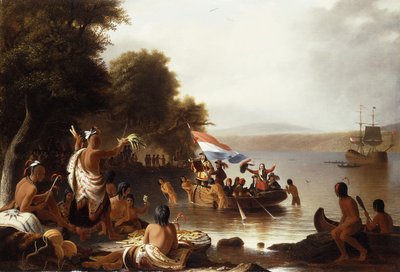 हेनरी हडसन की लैंडिंग, 1608 वेरप्लैंक प्वाइंट, नियर पीस्किल, न्यूयॉर्क में, द्वारा रॉबर्ट वाल्टर वियर