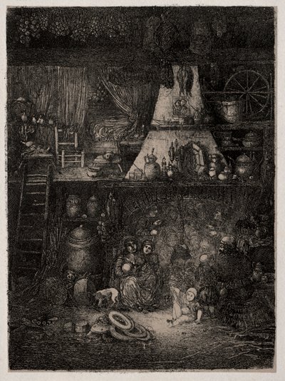 हाउट-गरोने में किसान इंटीरियर, 1858। द्वारा रोडोलफे ब्रेज़िन