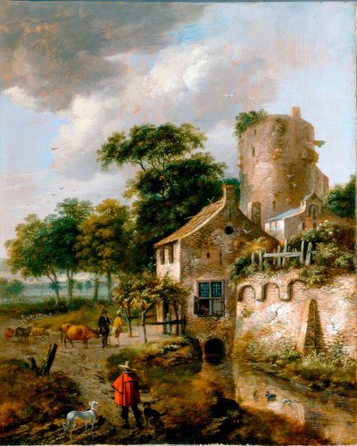 आरजे वी. व्रीस, टावर के साथ लैंडस्केप द्वारा Roelof Jansz van Vries