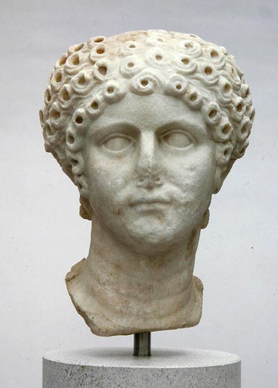 एक महिला का सिर, संभवतः अग्रिप्पीना माइनर, c.50 AD (संगमरमर) द्वारा उपन्यास