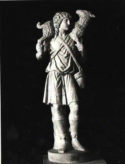 द गुड शेफर्ड, प्रारंभिक ईसाई काल (संगमरमर) (बी/डब्ल्यू फोटो) द्वारा उपन्यास