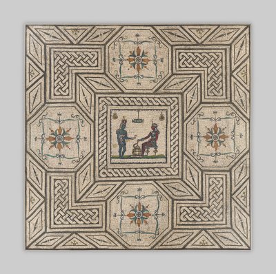 मिस्र के दृश्य के साथ मोज़ेक फुटपाथ, c.130-150 ईस्वी (पत्थर और कांच) द्वारा रोमन इंपीरियल काल