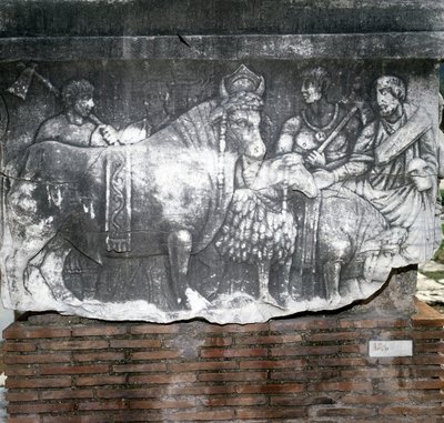 फ़ोरो रोमानो: सुओवेटौराइल (एक सुअर, एक मेढ़े और एक बैल का बलिदान)। रोम द्वारा रोमन रोमन