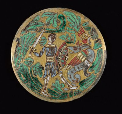 वॉरियर फाइटिंग ए ड्रैगन, c.1170-1180 द्वारा रोम देशवासी