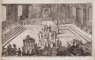 1677 के ज़ार एलेक्सिस मिखाइलोविच के शाही दरबार का एक दृश्य द्वारा रोमिन डे हुगहे