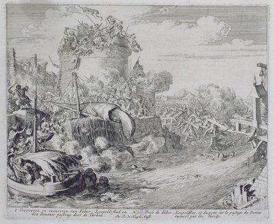 वियना प्रिंट साइकिल, लियोपोल्डेस्टेड के बाहरी इलाके में 1683 में टबर द्वीप पर विजय प्राप्त करना द्वारा रोमिन डे हुगहे