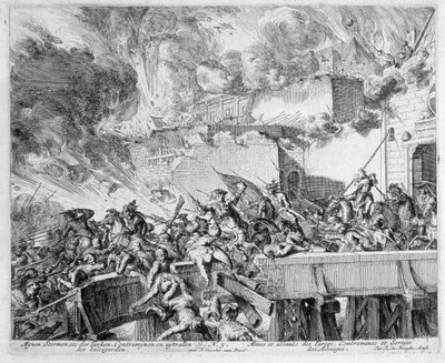 वियना प्रिंट साइकिल, एक खदान और काउंटरमाइन का विस्फोट, 1683 में तुर्क पर हमला द्वारा रोमिन डे हुगहे