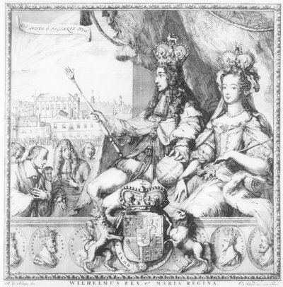 विलियम III (1650-1702) और मैरी द्वितीय (1662-94) कलाकार द्वारा उत्कीर्ण, c.1690 द्वारा रोमिन डे हुगहे