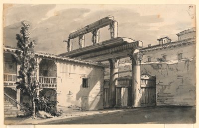 स्टेज डिज़ाइन, खंडहरों के बीच कोर्ट द्वारा रोमोलो अकिल लिवरानी