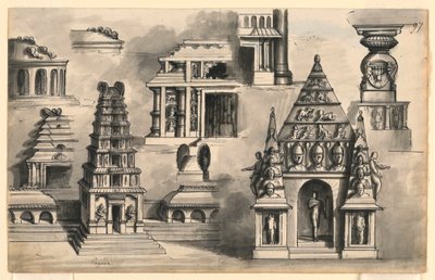 स्टेज डिज़ाइन, भारतीय मंदिरों का विवरण द्वारा रोमोलो अकिल लिवरानी