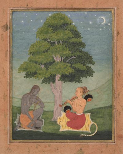केदार रागिनी: एक रागमाला श्रृंखला गारलैंड ऑफ म्यूजिकल मोड्स से फोलियो, सीए। 1690-95। द्वारा रुकनुद्दीन