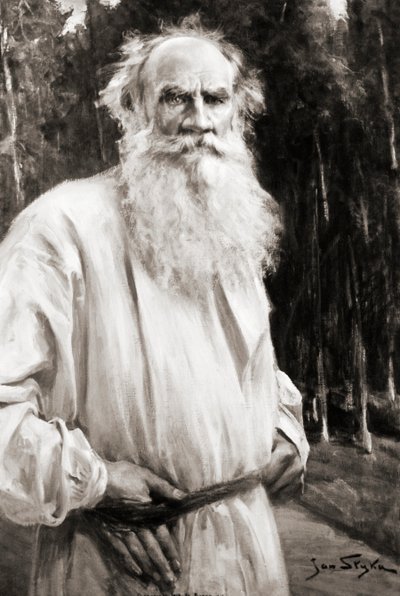 जान स्टाइलका (लिथो) की पेंटिंग के बाद लियो टॉल्स्टॉय की गिनती द्वारा रूसी स्कूल