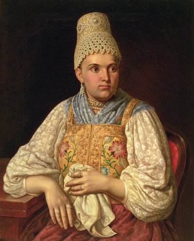 अन्ना पेट्रोवना फिलाटोवा की पोर्ट्रेट, c.1840 (74387 की जोड़ी) द्वारा रूसी स्कूल
