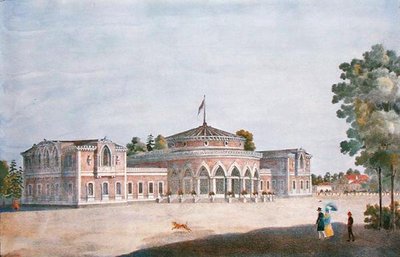 कैथरीन पार्क, 1824 में रेलवे स्टेशन और फ्रेंच रेस्तरां द्वारा रूसी स्कूल