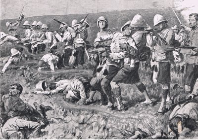 मजुबा हिल, 27 फरवरी 1881 (प्रथम बोअर वार), लैंड और सी, 1915 पर ब्रिटिश बैटल से चित्रण द्वारा एस बेग