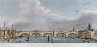 1829 में टेम्स नदी पर नावों के साथ पश्चिम से लंदन ब्रिज का दृश्य द्वारा एस रोजर्स