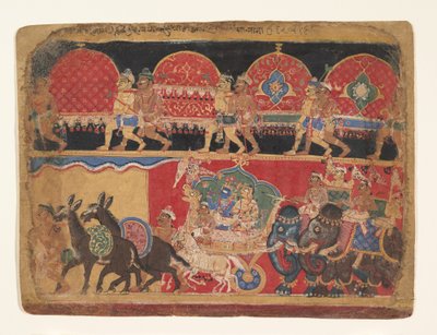 Krishna and the Kshatriya Maidens Proceed to Dvaraka..., ca. 1520-30.  द्वारा सा नाना