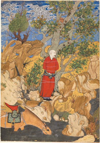 औलाद को एक समतल पेड़ से बांधा गया, फिरदौसी द्वारा शाहनामा से, 1575-1600। द्वारा सादिकी बेकी