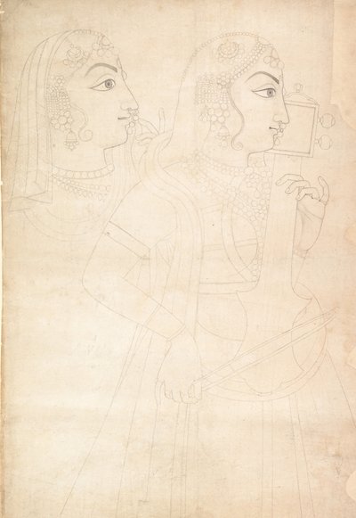 सिंगर और सरिंदा प्लेयर, सीए। 1800. द्वारा साहिब रामी