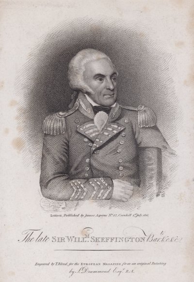 सर विलियम स्केफिंगटन (1742-1815), लीसेस्टरशायर येओमेनरी के कर्नल (उत्कीर्णन) द्वारा सैमुअल (बाद में) ड्रमोंड