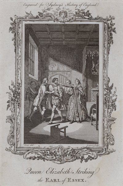 क्वीन एलिजाबेथ स्ट्राइकिंग द अर्ल ऑफ एसेक्स (उत्कीर्णन) द्वारा शमूएल (बाद) व्हेल