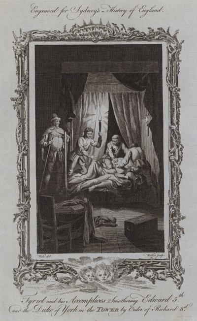 टाइरेल और उनके साथी रिचर्ड III के आदेश (उत्कीर्णन) द्वारा टॉवर में एडवर्ड वी और ड्यूक ऑफ यॉर्क को परेशान करते हुए द्वारा शमूएल (बाद) व्हेल