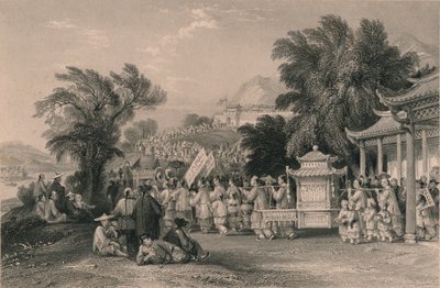 ब्लू-क्लाउड क्रीक, चिन-कीन-फू, सी 1843-1858 में विवाह का जुलूस। द्वारा सैमुअल ब्रैडशॉ