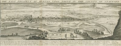बर्टन-अपॉन-ट्रेंट ब्रिज और टाउन: उत्कीर्णन, एन डी [1696-1779] (प्रिंट) द्वारा शमूएल बक