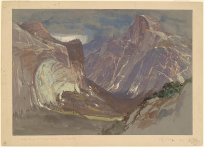 हाफ डोम और रॉयल आर्चेस, योसेमाइट, ग्लेशियर पॉइंट (ग्रे पेपर पर w - c & gouache) से द्वारा सैमुअल कॉलमैन