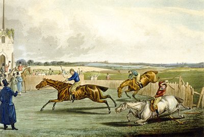 फोर्थ माइल, स्टीपलचेज़िंग से, चार्ल्स हंट द्वारा उकेरा गया (1829-1900) (कलर लिथो) द्वारा सैमुअल हेनरी (बाद में) अल्केनो
