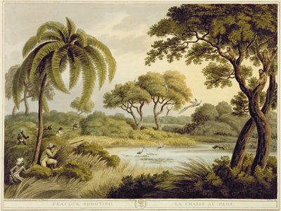मोर शूटिंग, ओरिएंटल फील्ड स्पोर्ट्स, पब से। एडवर्ड ओरमे द्वारा, 1807 (प्रिंट) द्वारा सैमुअल होवेट