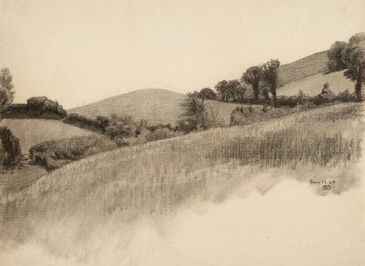 ग्रामीण परिदृश्य, 1884 (शौकीन कागज पर लकड़ी का कोयला) द्वारा शमूएल ईशम