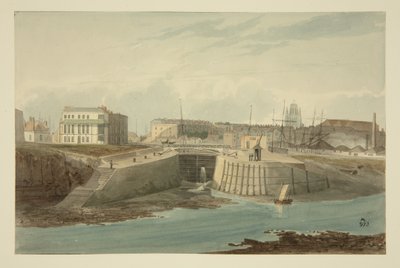 न्यू कट से बाथर्स्ट बेसिन में प्रवेश, c.1825 (कागज पर पानी के रंग के साथ कलम और स्याही) द्वारा सैमुअल जैक्सन