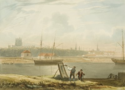 कैथेड्रल और सिटी चर्चों के साथ फ्लोटिंग हार्बर के पार देखें, c. 1825 द्वारा सैमुअल जैक्सन