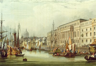 कस्टम हाउस, ई 16, आरजी रीव, 1828 (एक्वाटिंट) द्वारा उत्कीर्ण द्वारा Samuel Owen