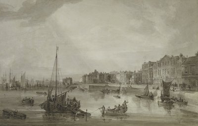 मार्गेट हार्बर, 1806 (ग्रेफाइट पर भूरा धोना) द्वारा सैमुअल ओवेन