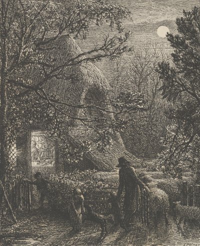 क्रिसमस, या फोल्डिंग द लास्ट शीप, 1850। द्वारा सैमुअल पामर