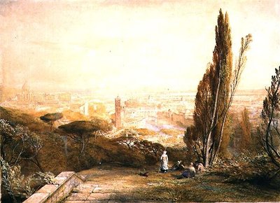 रोम, वेस्टर्न हिल्स से, c.1840 (कागज पर पेंसिल, वॉटरकलर और बॉडी कलर) द्वारा सैमुअल पामर
