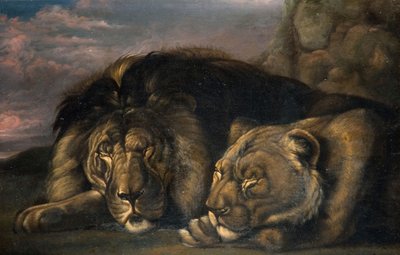 सोता हुआ शेर और शेरनी 1823-1830। द्वारा सैमुअल रेवेन