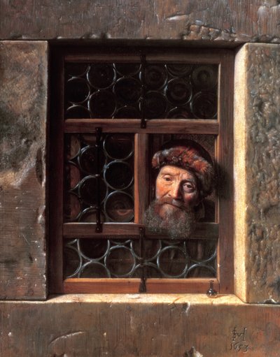 मैन विथ अ विंडो, 1653 द्वारा Samuel van Hoogstraten