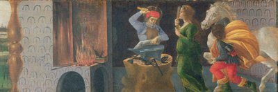 सेंट एलिगियस का चमत्कार, सेंट मार्क के अल्टारपीस से प्रीडेला पैनल, c.1488-90 (पैनल पर तापमान) (देखें 44342, 44348 44333) द्वारा सैंड्रो बॉटलिकली
