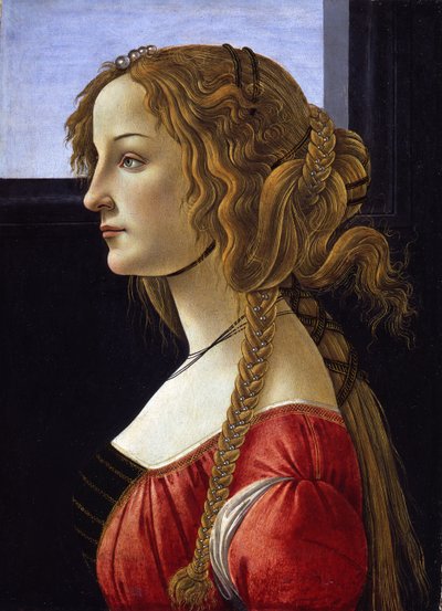 प्रोफाइल पोर्ट्रेट ऑफ़ ए यंग वुमन सिमेटा वेस्पुची, सीए 1476 द्वारा Sandro Botticelli