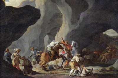 मुसाफिरों का हमला, c.1634-37 द्वारा सेबस्टियन बोरडॉन