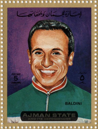 संयुक्त अरब अमीरात टिकट साइकिल चालक Ercole Baldini का प्रतिनिधित्व (Ne 1933) द्वारा स्कूल अरबी