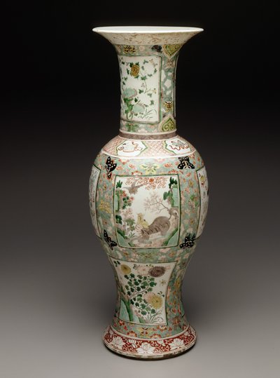 फूलदान, c.1700 (चीनी मिट्टी के बरतन और तामचीनी) द्वारा स्कूल चीनी